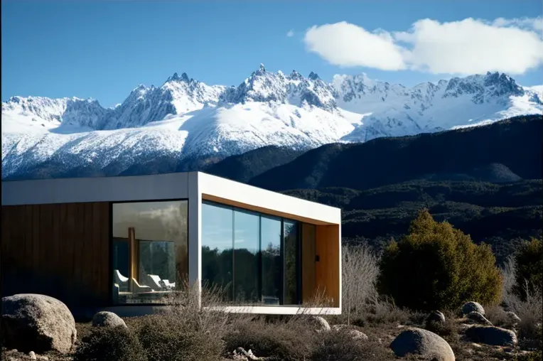 La Casa de los Sueños: Con Curvas Impresionantes y Jardines Privados en una Villa con vistas a las Montañas Nevadas en Castro, Chile