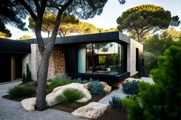 Villa de lujo con jardines privados y fachada de piedra natural en Mallorca