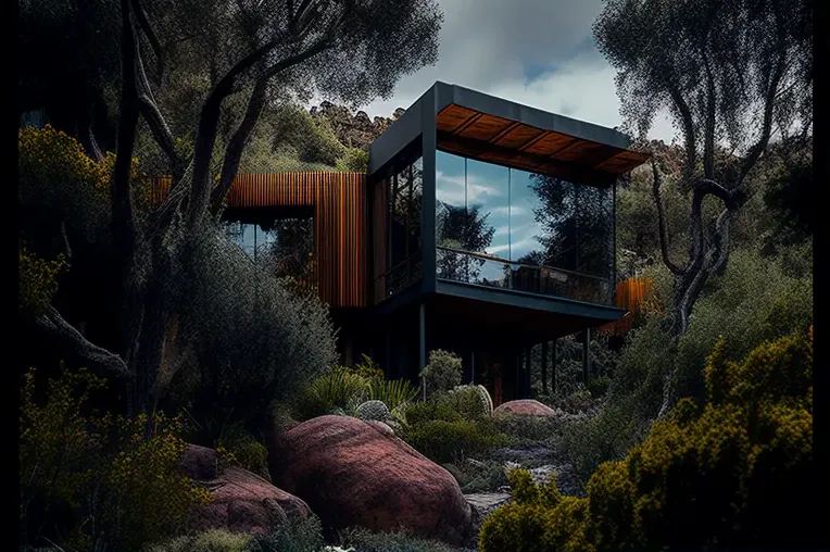 Vivienda de lujo de estilo contemporáneo en medio de un bosque con niebla en La Paz