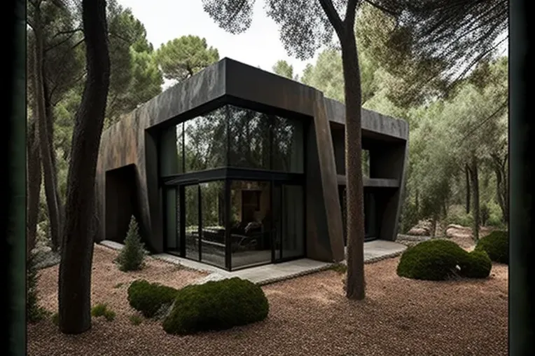 Villa de lujo con arquitectura moderna en medio del bosque