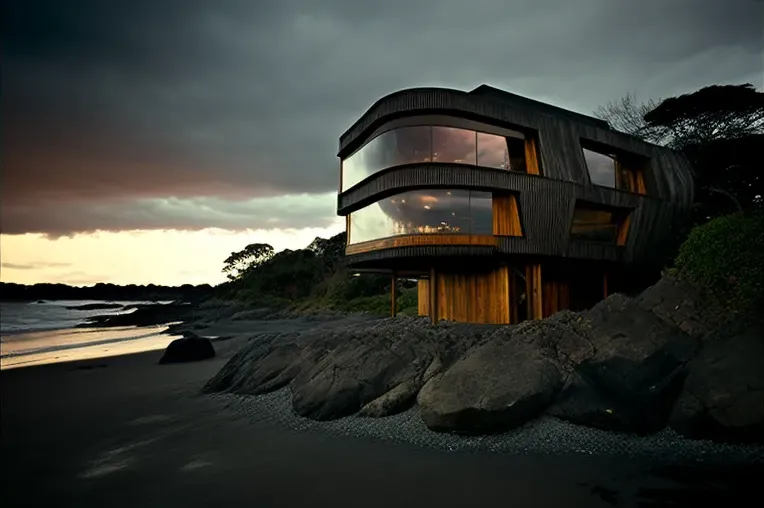 La casa de ensueño con fachada de piedra natural y vistas al mar en Puerto Varas