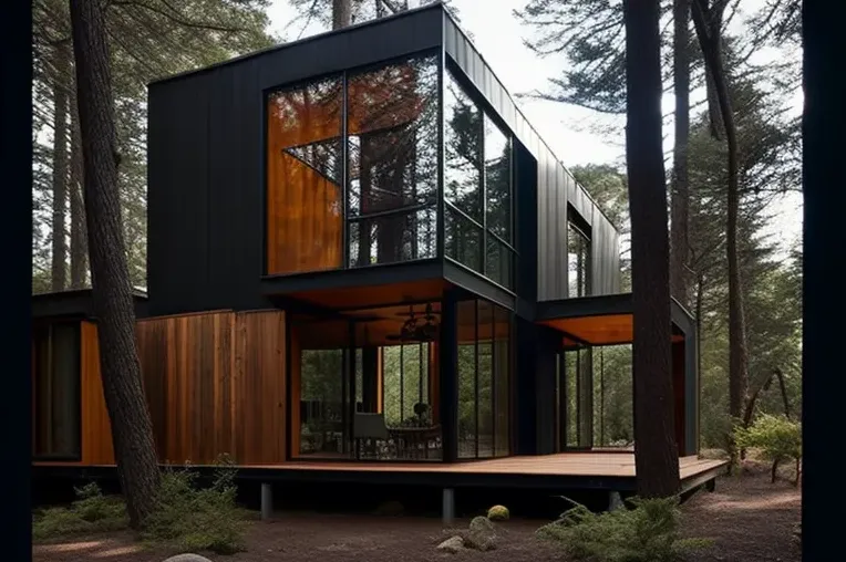 Arquitectura minimalista con materiales naturales en villa con jacuzzi en Chile