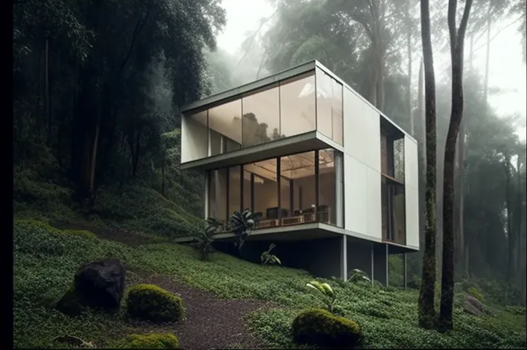 La arquitectura sostenible y el lujo se unen en una casa en un bosque rodeado de niebla en Bogotá