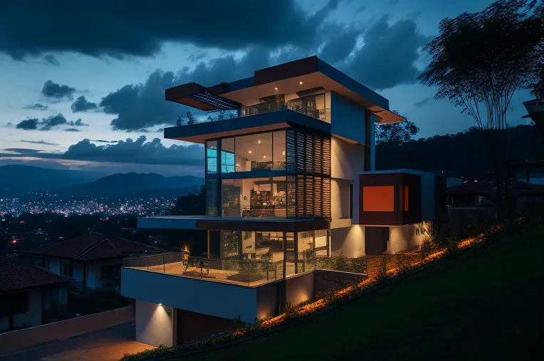 Vista impresionante del atardecer en esta villa contemporánea de lujo en Medellín