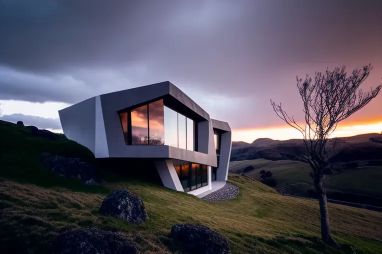 Escape a la vida lujosa con vistas al atardecer en esta impresionante casa high-tech