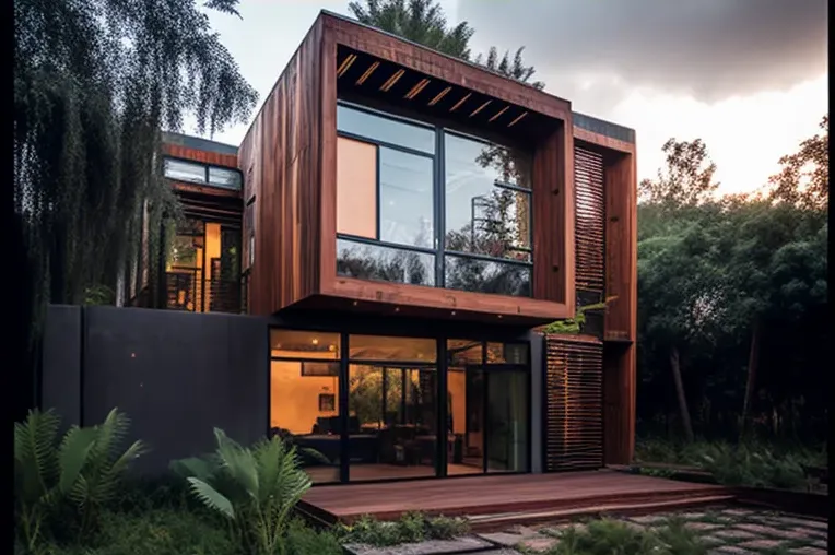 Lujosa vida en la naturaleza: Casa de estilo industrial con jardines privados