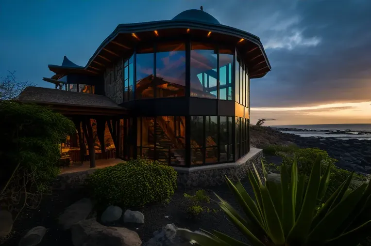 Lujosa villa en el paraíso: Casa de estilo mediterráneo en Galápagos con fibra de carbono y cascadas