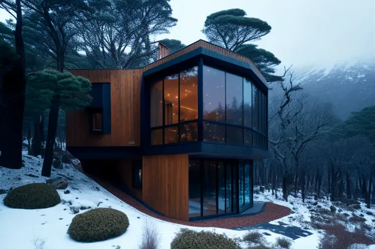 Escape de la ciudad en esta villa rodeada de niebla y construida con marmol, ladrillo y bambú