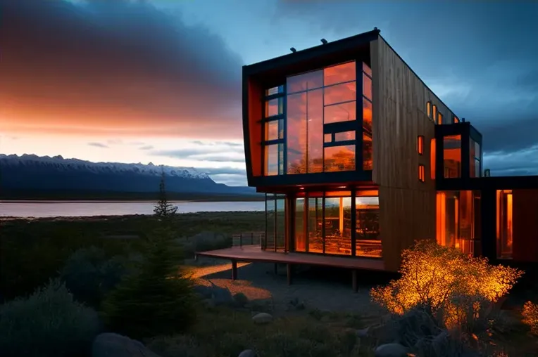 Escape a la naturaleza en esta impresionante Casa de arquitectura contemporánea con techos altos y entrada privada con cascada en Puerto Natales, Chile