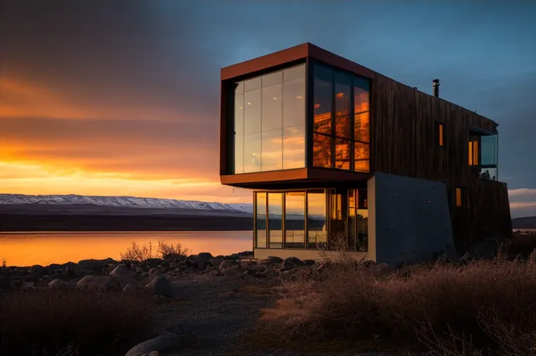 Casa de estilo industrial con vistas panorámicas y privacidad en Puerto Natales