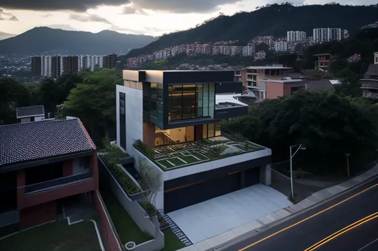 Arquitectura de diseño contemporáneo con vistas impresionantes en la montaña de Caracas