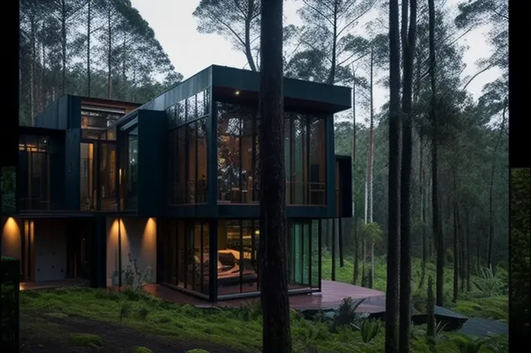 Casa de lujo con diseño arquitectónico único en un bosque rodeado de niebla en Cuenca, Ecuador