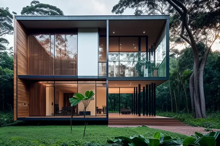 Casa moderna y minimalista con piscina al aire libre en parque natural de Barranquilla