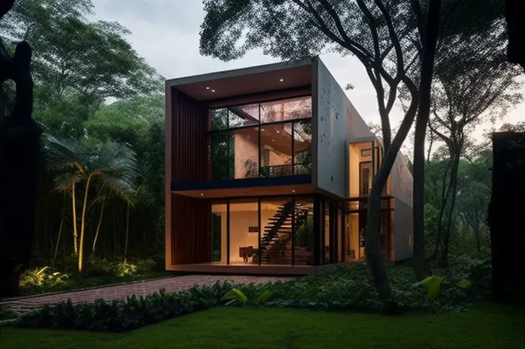 Casa de arquitectura de diseño con acabados de aluminio y conexión con la naturaleza en Barranquilla