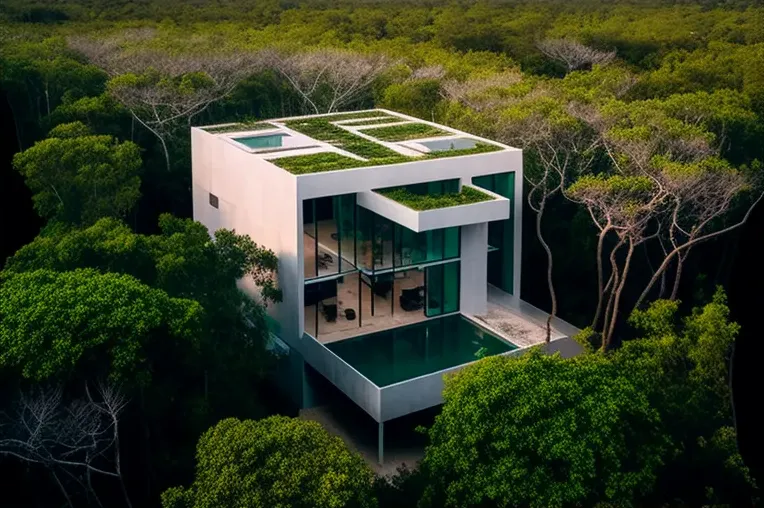 Techos altos y diseño moderno en esta villa construida en hormigón visto