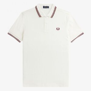 Fred Perry Slim Fit Twin Tipped Polo Snow White Eggplant