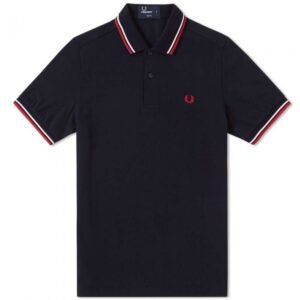 Fred Perry Slim Fit Twin Tipped Polo Navy White Red