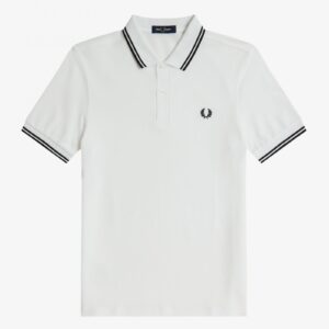 Fred Perry Slim Fit Twin Tipped Polo White Black Black