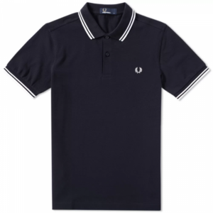 Fred Perry Slim Fit Twin Tipped Polo Navy White White