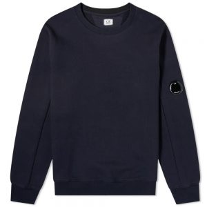 C.P. Company Diagonal Raised Fleece Crew Neck Sweatshirt Total Eclipse Blue