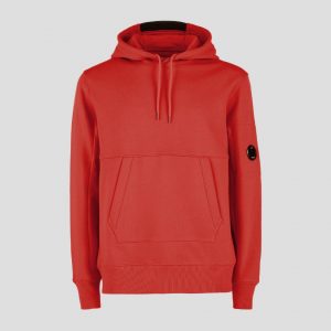C.P. Company Diagonal Raised Fleece Pullover Hoodie Fiery Red