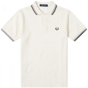 Fred Perry Slim Fit Twin Tipped Polo Snow White Light Oyster Black