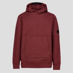 C.P. Company Diagonal Raised Fleece Pullover Hoodie Port Royal Red
