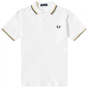 Fred Perry Slim Fit Twin Tipped Polo Snow White / Gold / Navy