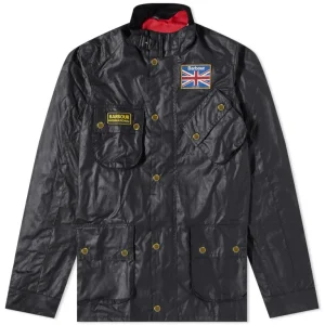 Barbour International Union Jack Wax Jacket Black