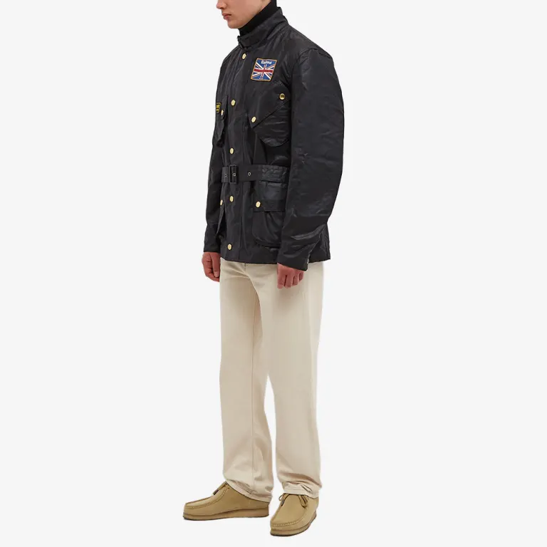 Barbour International Union Jack Wax Jacket Black | eBay