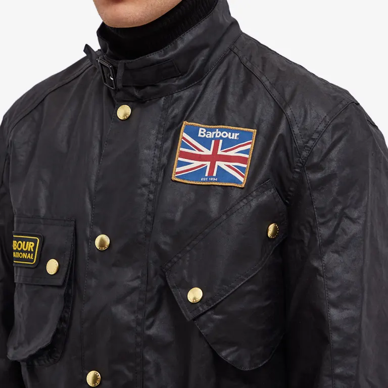 Barbour International Union Jack Wax Jacket Black | eBay