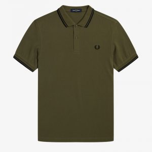 Fred Perry Slim Fit Twin Tipped Polo Uniform Green / Black / Black
