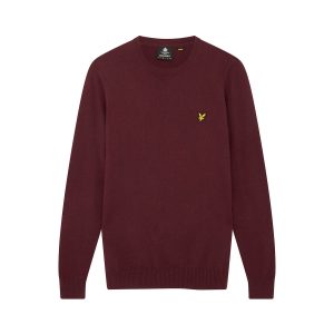 Lyle & Scott Cotton Merino Crew Neck Jumper - Burgundy