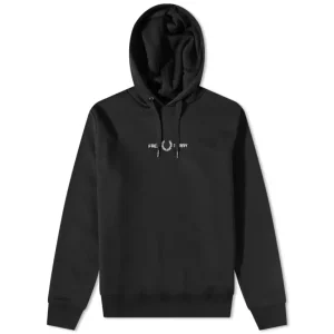 Fred Perry Embroidered Hooded Sweatshirt M4728 Black