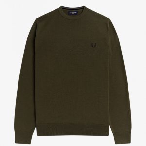 Fred Perry Classic Crew Neck Jumper Army Green