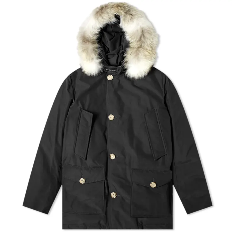 Woolrich Arctic Parka in Ramar with Detachable Fur Trim Black