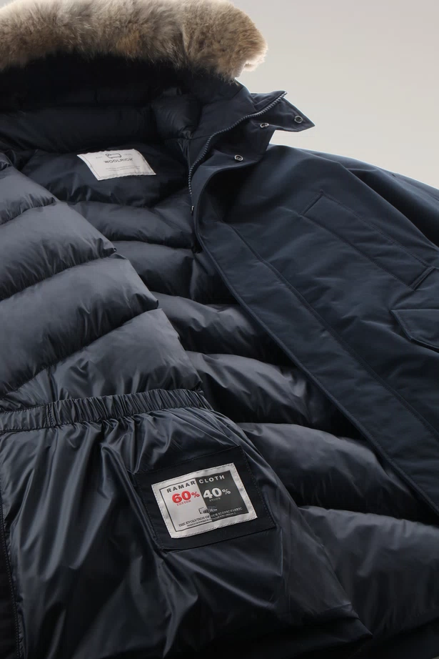 Woolrich Polar Parka in Ramar with High Collar and Fur Trim Melton