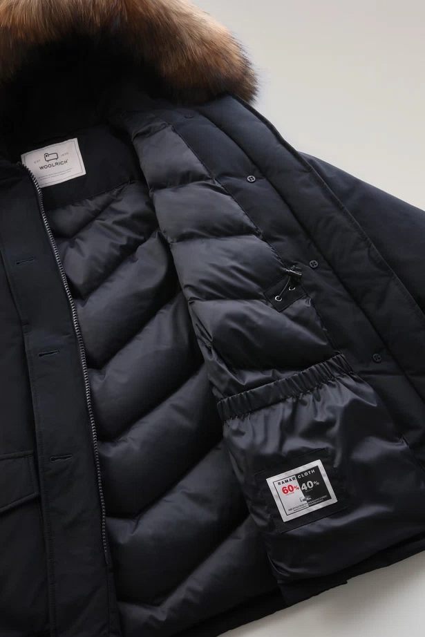 Woolrich Woman Arctic Parka in Ramar with Detachable Fur Trim Dark