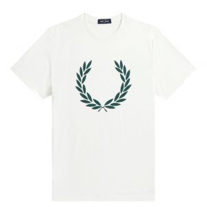 Fred Perry Laurel Wreath Print T-Shirt White Green