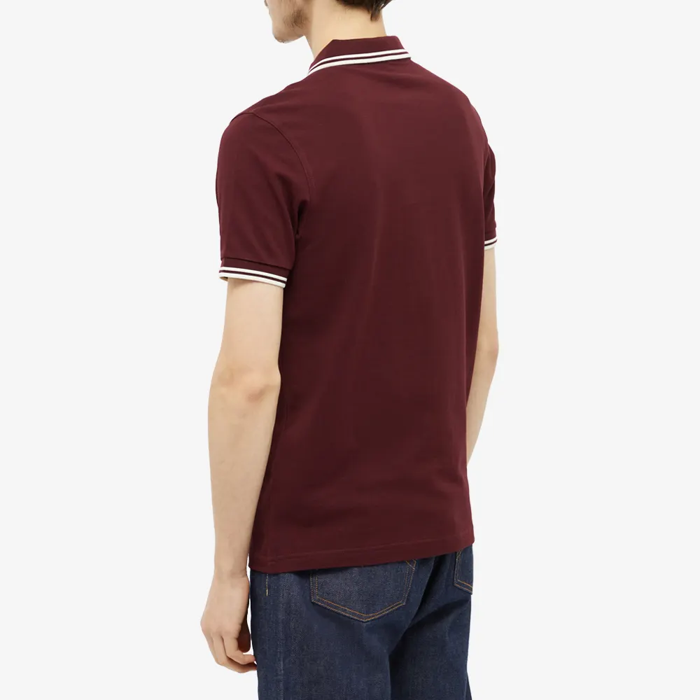 Fred Perry Slim Fit Twin Tipped Polo Ox Blood / Snow White / Snow White - Imagen 7 de 12
