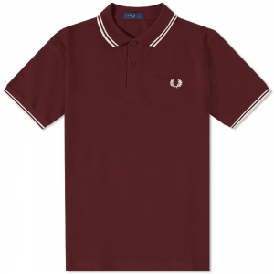 Fred Perry Slim Fit Twin Tipped Polo Ox Blood / Snow White / Snow White