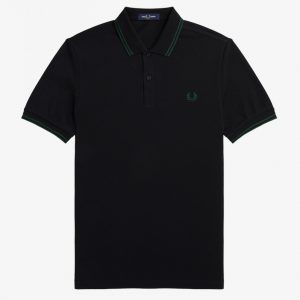 Fred Perry Slim Fit Twin Tipped Polo Black / Ivy / Ivy