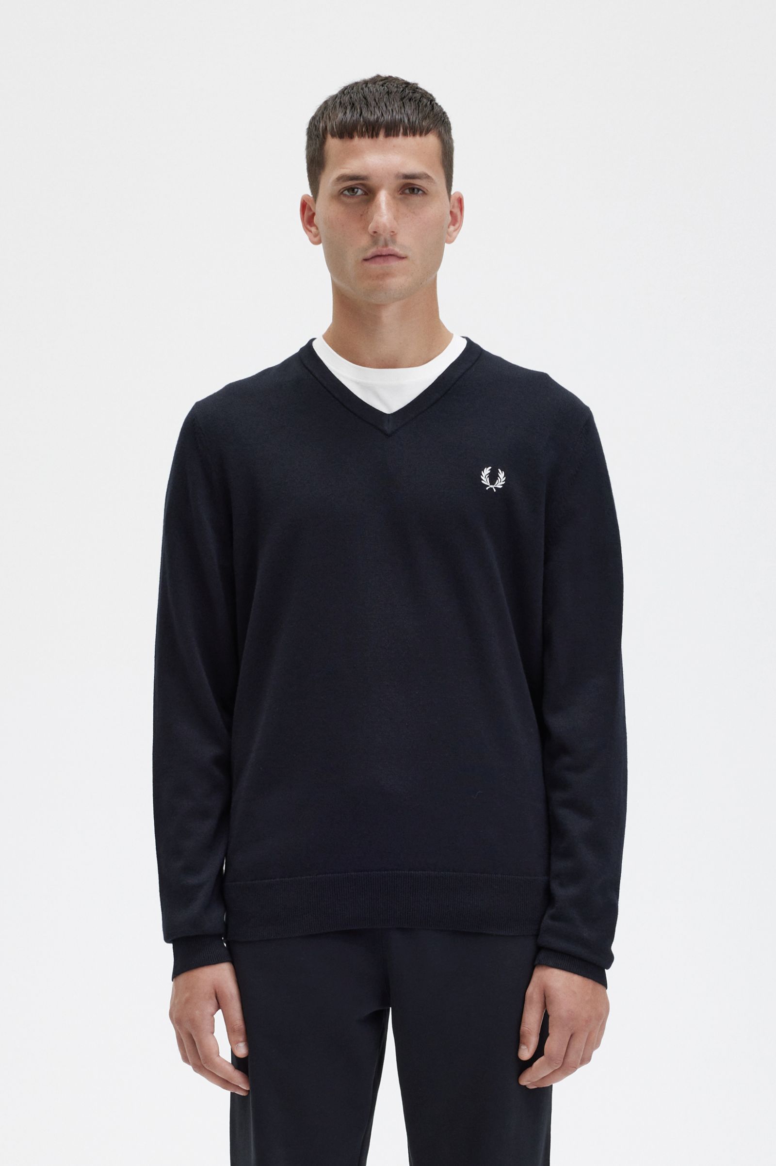 Fred Perry Classic V Neck Jumper Black UK