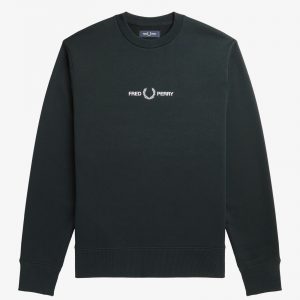 Fred Perry Embroidered Sweatshirt Night Green