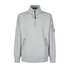 C.P. Company Diagonal Raised Fleece Stand Collar Sweatshirt Grey Melange