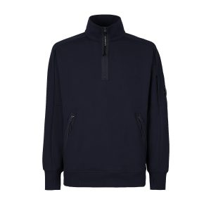 C.P. Company Diagonal Raised Fleece Stand Collar Sweatshirt Total Eclipse Blue