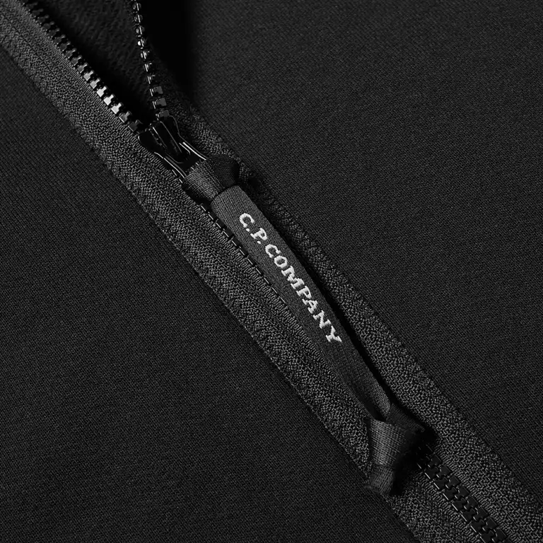 C.P.Company Diagonal Raised Fleece Goggle Hoodie Black - Picture 8 of 12