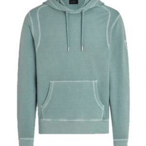 Belstaff Gauge Hoodie Garment Dye Lightweight Fleece Steel Green