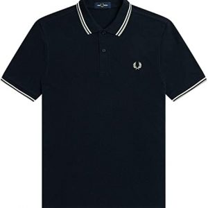 Fred Perry Slim Fit Twin Tipped Polo Navy/ Snow White / Mar Grass