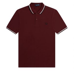 Fred Perry Slim Fit Twin Tipped Polo Oxblood / Crudo / Black